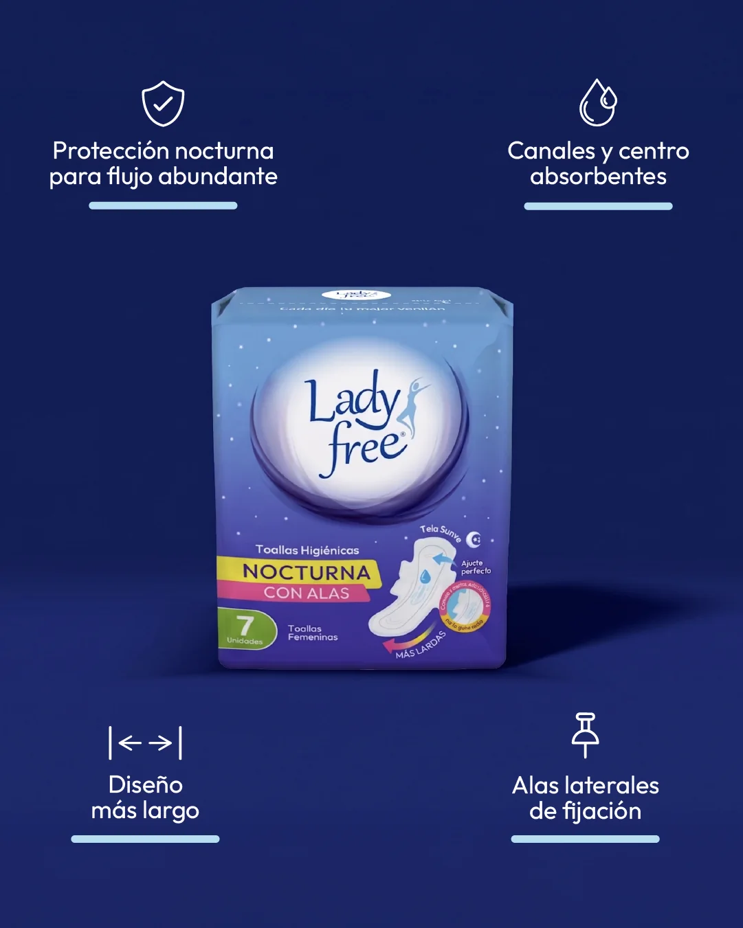 LadyFree Toalla Higiénica Nocturna con Alas - beneficios