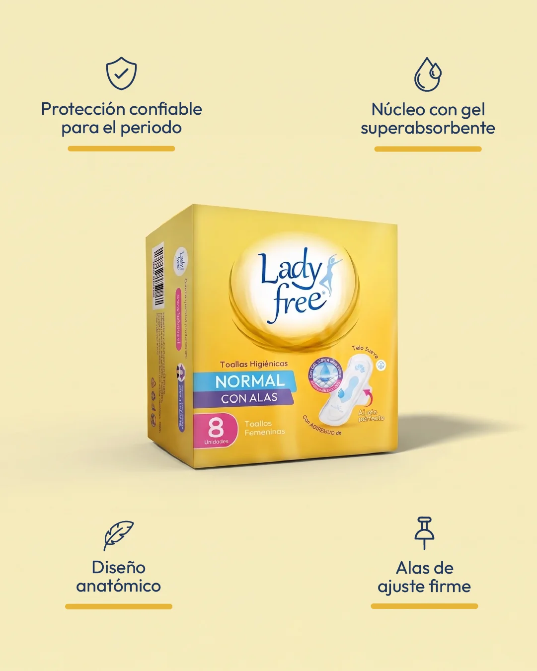 LadyFree Toalla Higiénica Normal con Alas - beneficios