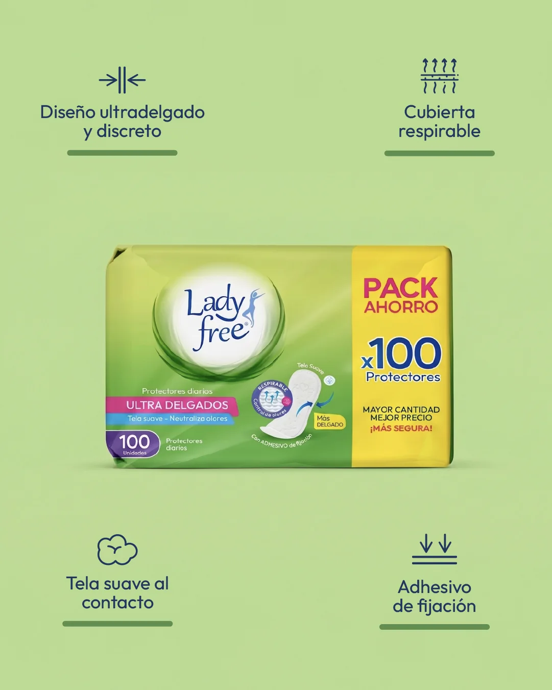 LadyFree Protector Diario Pack Ahorro x100 - beneficios