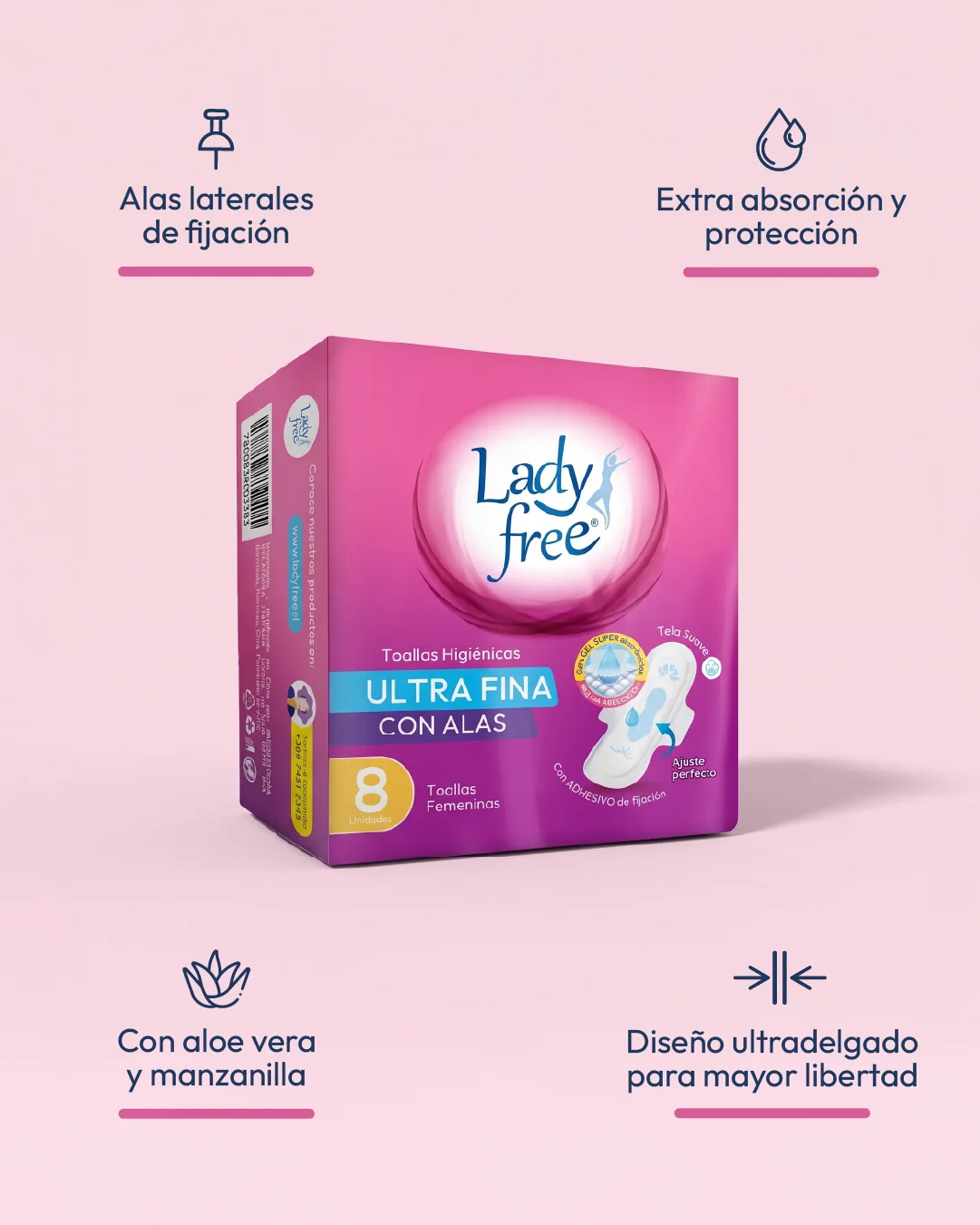 LadyFree Toallita Ultrafina con Alas - beneficios